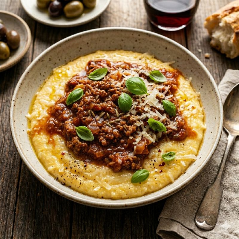 Italian Pork and Fennel Ragu with Parmesan Polenta